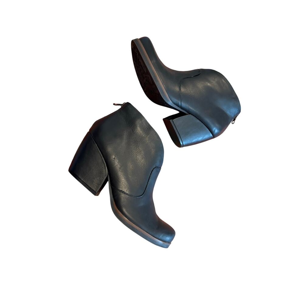 Korks Ease Black Leather Chunky Heeled Gemini Ankle Boots Women’s 10 M - Picture 4 of 10
